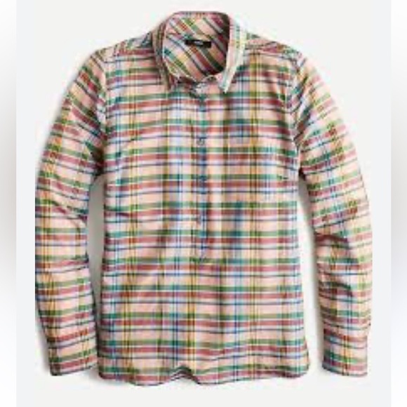 J. Crew Silk Blend Classic Popover Shirt in Ribbon Plaid S - Picture 5 of 8
